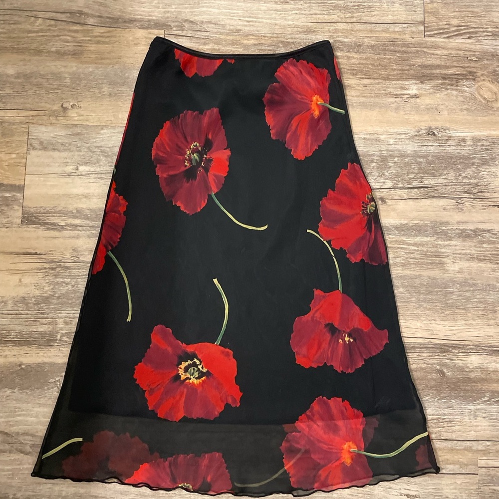 vintage floral midi skirt